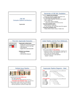 Superscalar Execution Scalar Pipeline and the Flynn Bottleneck Multiple