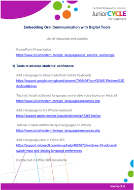 Embedding Oral Communication with Digital Tools