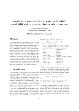 Sysctlinfo: a New Interface to Visit the Freebsd Sysctl MIB and to Pass the Objects Info to Userland