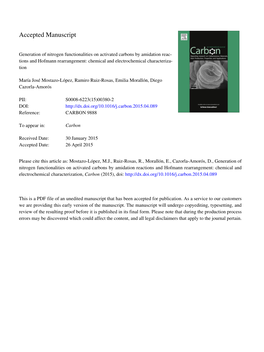 Generation of Nitrogen Functionalities on Activated Carbons by Amidation Reac- Tions and Hofmann Rearrangement: Chemical and Electrochemical Characteriza- Tion