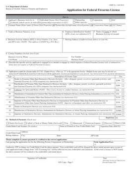 Application for Federal Firearms License