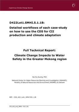 Technical Report: Climate Change Impacts to Water Safety in the Greater Mekong Region