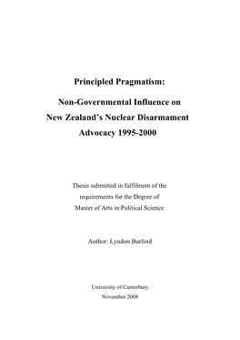 Non-Governmental Influence on New Zealand's Nuclear Disarmament