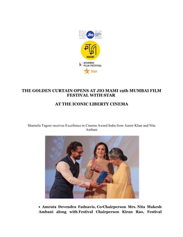THE GOLDEN CURTAIN OPENS at JIO MAMI 19Th MUMBAI FILM FESTIVAL with STAR