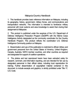 Malaysia Country Handbook 1