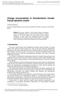 Charge Accumulation in Thunderstorm Clouds: Fractal Dynamic Model