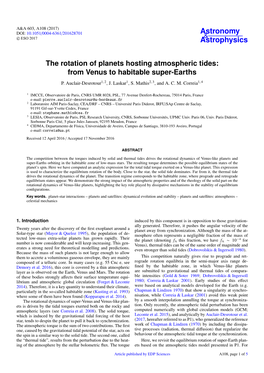 The Rotation of Planets Hosting Atmospheric Tides: from Venus to Habitable Super-Earths P