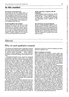 In This Number Editorial Why We Need Qualitative Research