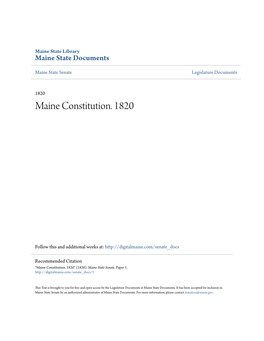 Maine Constitution. 1820