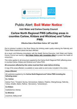 Public Alert: Boil Water Notice