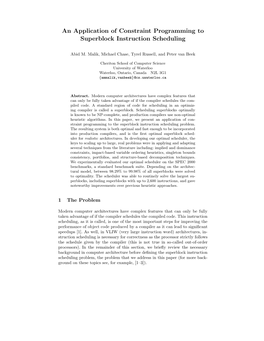 An Application of Constraint Programming to Superblock Instruction Scheduling