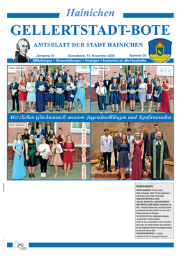 Gellertstadt-Bote Amtsblatt Der Stadt Hainichen