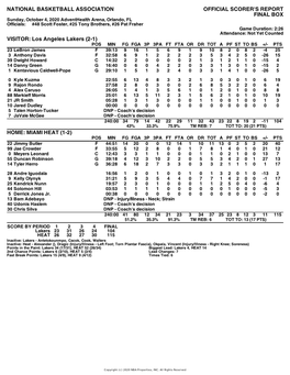 Box Score Lakers