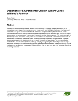 Depictions of Environmental Crisis in William Carlos Williams's Paterson