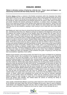 Medea Is Ultimately Careless of Family Ties, While the Men – Creon, Jason and Aegeus – Are Obsessively Concerned with Their Family Interests.’ Do You Agree?