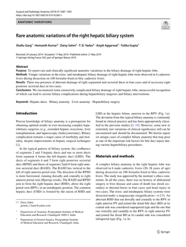 Rare Anatomic Variations of the Right Hepatic Biliary System