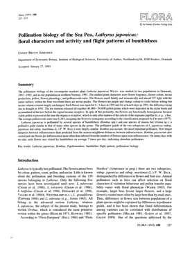 Pollination Biology of the Sea Pea, Lathyrus Japonicus: Floral Characters and Activity and Flight Patterns of Bumblebees