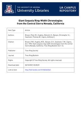 Giant Sequoia Ring -Width Chronologies from the Central Sierra Nevada, California