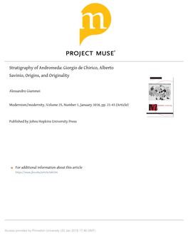 Stratigraphy of Andromeda: Giorgio De Chirico, Alberto Savinio, Origins, and Originality