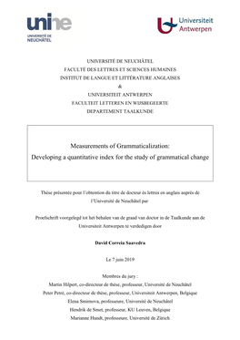 Measurements of Grammaticalization: Developing a Quantitative Index for the Study of Grammatical Change