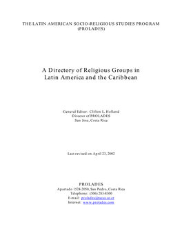 A Directory of Religious Groups in Latin America and the Caribbean