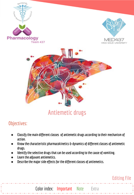 Antiemetic Drugs Objectives