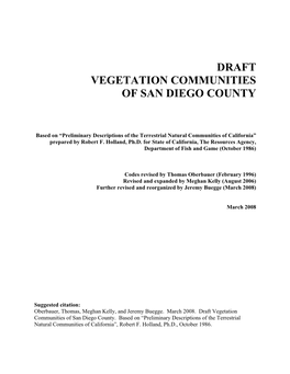 Draft Vegetation Communities of San Diego County