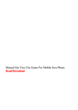 Manual Gta Vice City Game for Mobile Java Phone