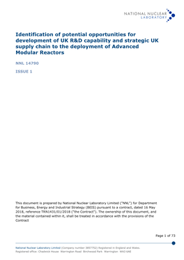 Identification of Potential Opportunities for Development of UK R&D