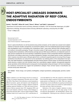 Host-Specialist Lineages Dominate the Adaptive Radiation of Reef Coral Endosymbionts