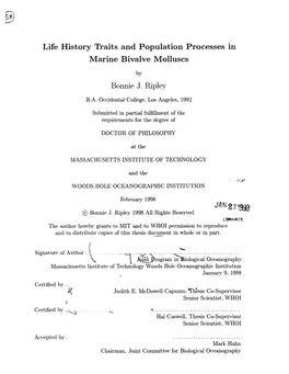 Life History Traits and Population Processes in Marine Bivalve Molluscs