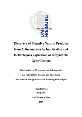 Discovery of Bioactive Natural Products from Actinomycetes by Inactivation and Heterologous Expression of Biosynthetic Gene Clusters