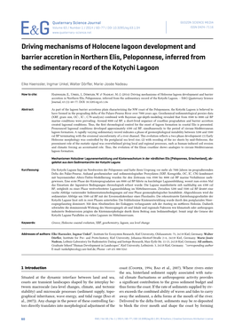 Driving Mechanisms of Holocene Lagoon Development and Barrier Accretion in Northern Elis, Peloponnese, Inferred from the Sedimentary Record of the Kotychi Lagoon