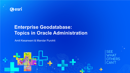 Enterprise Geodatabase: Topics in Oracle Administration