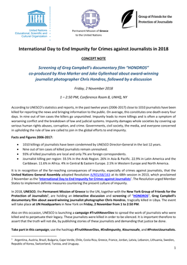 International Day to End Impunity for Crimes Against Journalists in 2018