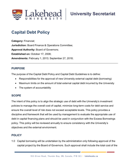 Capital Debt Policy;;