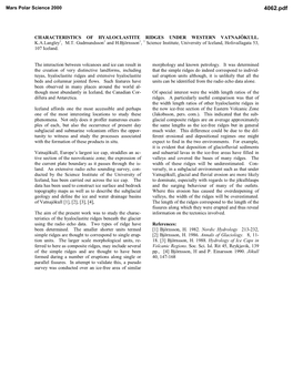 Characteristics of Hyaloclastite Ridges Under Western Vatnajökull