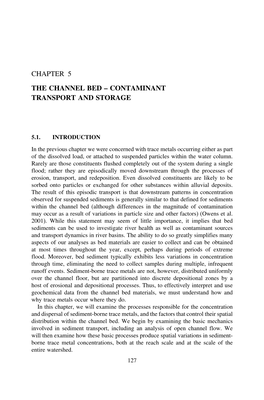 Chapter 5 the Channel Bed – Contaminant Transport and Storage