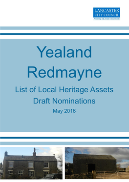 List of Local Heritage Assets Draft Nominations May 2016 1