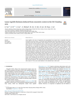 Lunar Regolith Thickness Deduced from Concentric Craters in the CE-5 Landing Area T ⁎ Z