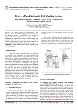 Review of Semi-Automatic Dish Washing Machine