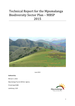 Technical Report for the Mpumalanga Biodiversity Sector Plan – MBSP 2015