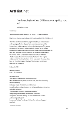 Anthropologies of Art