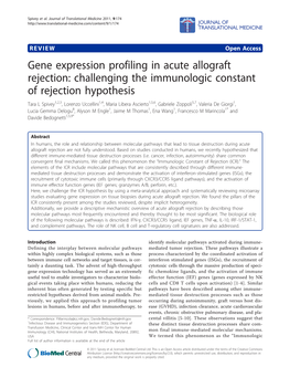 Gene Expression Profiling in Acute Allograft Rejection