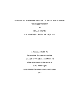 Germline Mutations in Etv6 Result in Autosomal Dominant