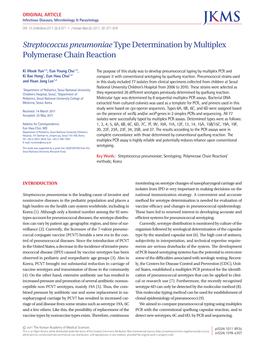 Streptococcus Pneumoniaetype Determination by Multiplex Polymerase Chain Reaction