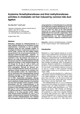 Arylamine N-Methyltransferase and Thiol Methyltransferase Activities in Cholestatic Rat Liver Induced by Common Bile Duct Ligation