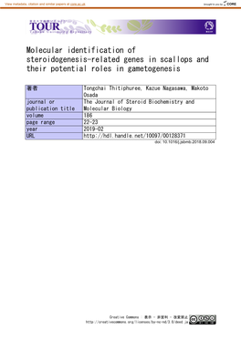 Molecular Identification of Steroidogenesis-Related Genes in Scallops and Their Potential Roles in Gametogenesis