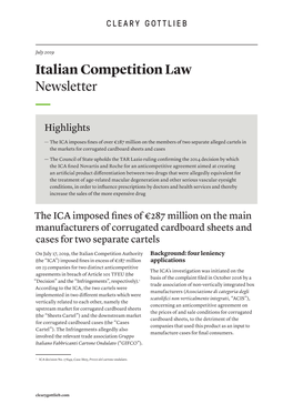 Italian Competition Law Newsletter, July 2019