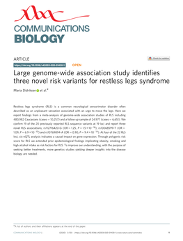 Large Genome-Wide Association Study Identifies Three Novel Risk Variants